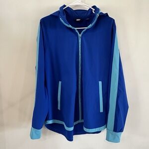 New Lands' End Women's Hooded Full Zip XL Blue Coat Jacket Spring‎ Fall